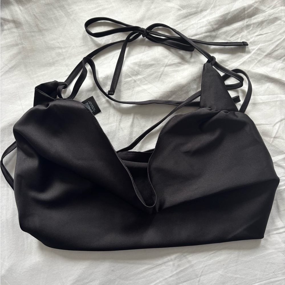 ASOS Black Strappy Satin Crop Top
